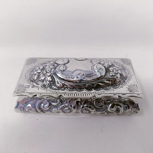 13 - A Continental silver coloured metal shaped box, top inset with a hardstone, and two silver boxes (3)