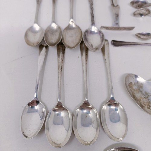 26 - A pair of silver sugar tongs, and assorted other silver spoons, various dates and marks, 8.9 ozt