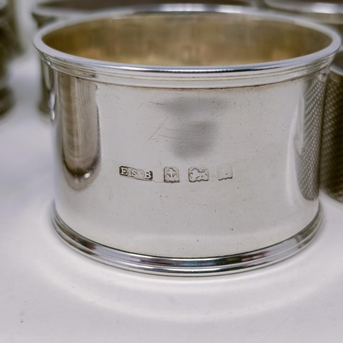 33 - A George II silver salt, assorted napkin rings and other items, various dates and marks, 13.8 ozt