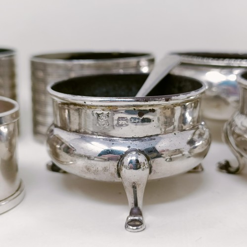 33 - A George II silver salt, assorted napkin rings and other items, various dates and marks, 13.8 ozt