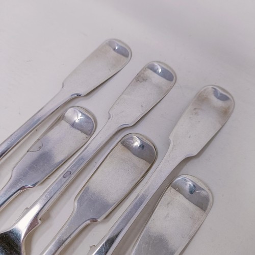 41 - A set of six William IV silver fiddle pattern forks, Newcastle 1801 13.0 ozt