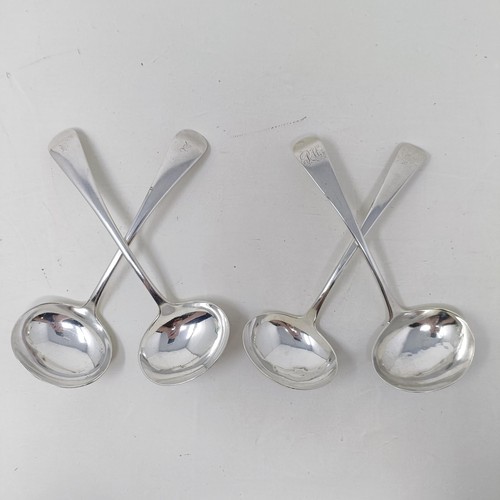 82 - A pair of late Victorian silver Old English pattern sauce ladles, Sheffield 1901, and two other sauc... 