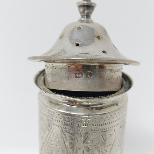 67 - A Contintenal silver coloured metal spoon, with a ship finial, a pepper pot and assorted spoons