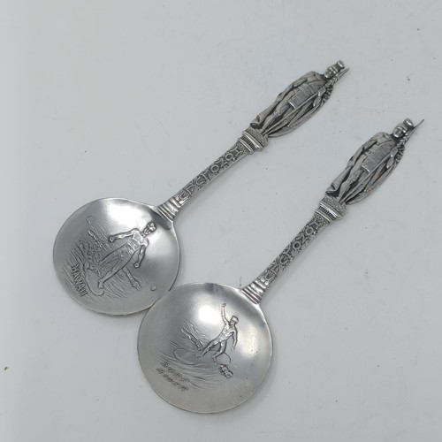 67 - A Contintenal silver coloured metal spoon, with a ship finial, a pepper pot and assorted spoons