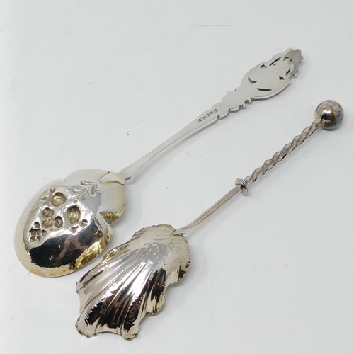 110 - A Continental silver coloured metal spoon, with a ship finial, and four other silver coloured metal ... 