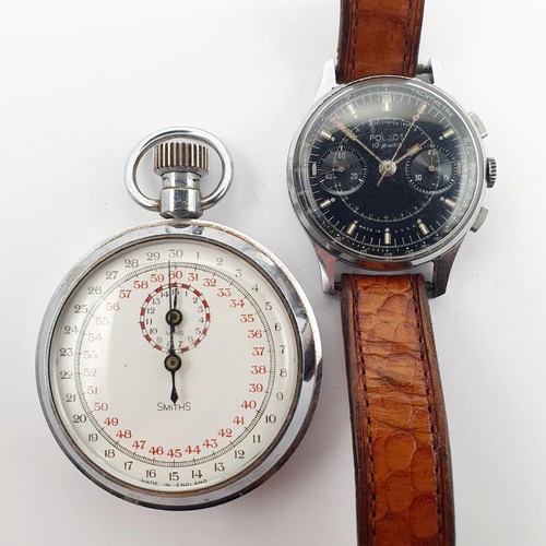 693 - A gentleman's Poljot chronograph, with a later leather strap, and a stopwatch (2)