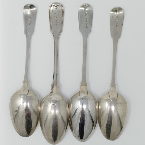 148 - A George III silver fiddle pattern serving spoon, three others, 9.7 ozt (4)