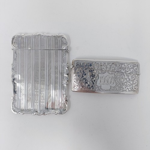 203 - A Victorian silver card case, and another, 3.3 ozt