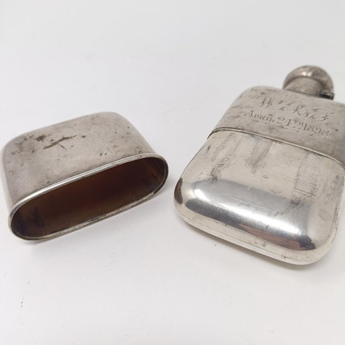 207 - A Victorian silver hip flask, London 1898, 6.2 ozt