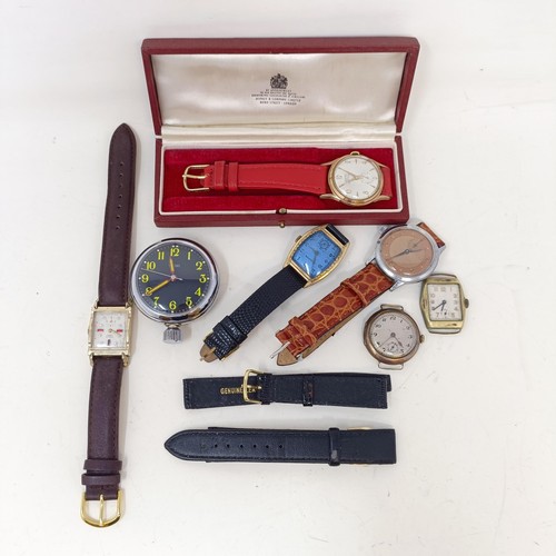 699 - A gentleman's early 20th century wristwatch, a Camy wristwatch, cased, and assorted other watches