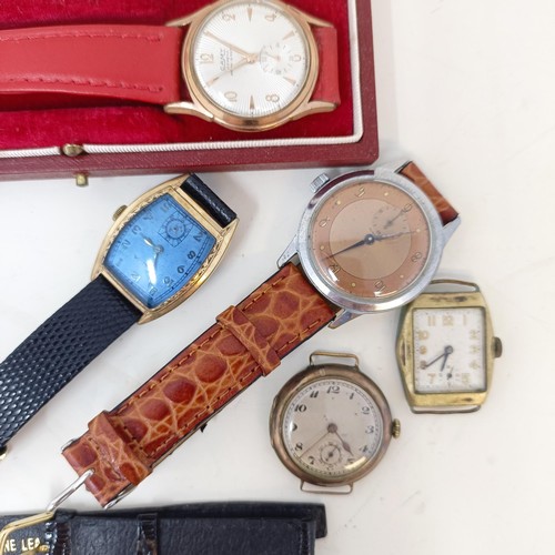 699 - A gentleman's early 20th century wristwatch, a Camy wristwatch, cased, and assorted other watches