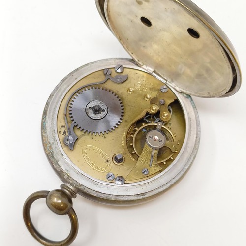 698 - A silver open face pocket watch, dial reading Railway Timekeeper, Hamilton & Co, a silver plated ope... 