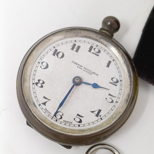 698 - A silver open face pocket watch, dial reading Railway Timekeeper, Hamilton & Co, a silver plated ope... 