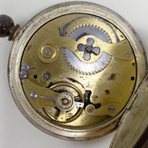 698 - A silver open face pocket watch, dial reading Railway Timekeeper, Hamilton & Co, a silver plated ope... 