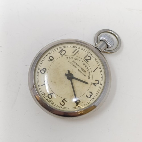 698 - A silver open face pocket watch, dial reading Railway Timekeeper, Hamilton & Co, a silver plated ope... 