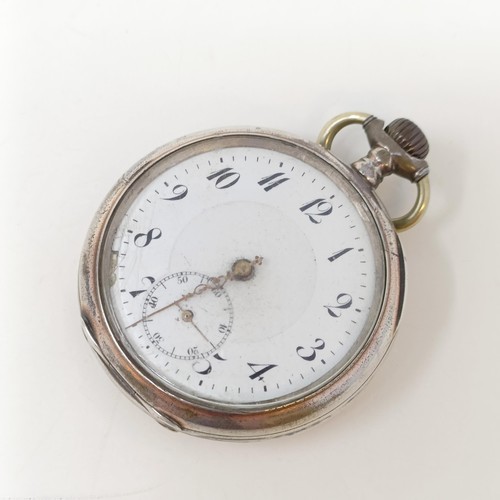 698 - A silver open face pocket watch, dial reading Railway Timekeeper, Hamilton & Co, a silver plated ope... 