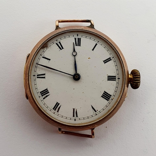 695 - A 9ct gold open face pocket watch, converted to a wristwatch