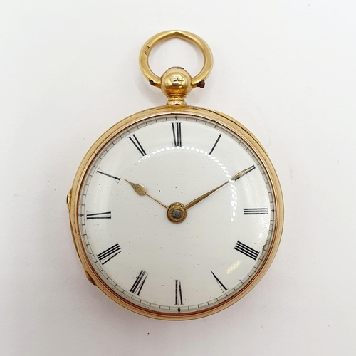 696 - An 18ct gold open face pocket watch