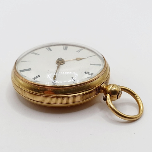 696 - An 18ct gold open face pocket watch