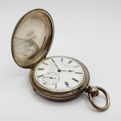 697 - A silver hunter pocket watch