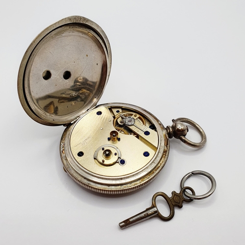 697 - A silver hunter pocket watch