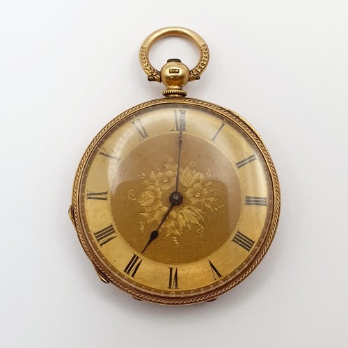 698A - A ladies 18ct gold fob pocket watch