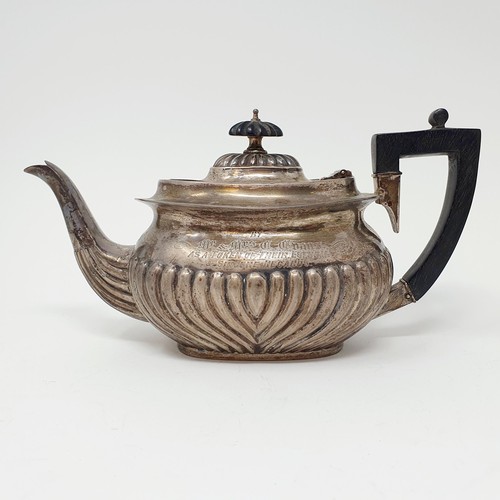 115A - A Victorian silver teapot, London 1897, with ebonised handles, 9.7 ozt