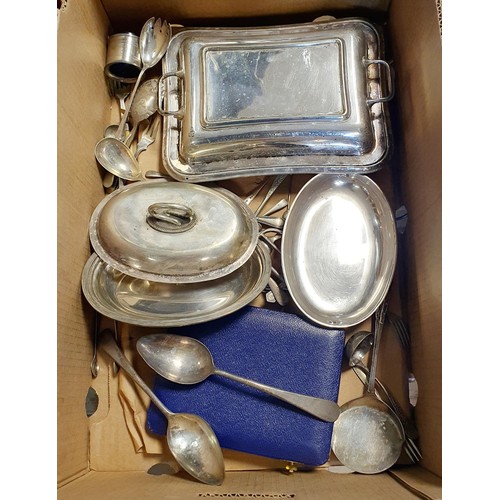 124B - A George V silver cigarette box, a Huntley & Palmers Armada Chest biscuit barrel, and assorted silve... 