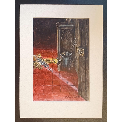 123 - Graham Thomas Oakley (British, 1929-2022), Sampson the cat and the church mice watching a door open,... 