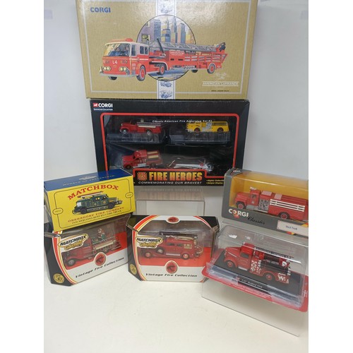 424 - A Corgi American Lafrance, No 97321, other die-cast fire engines and trucks (box)