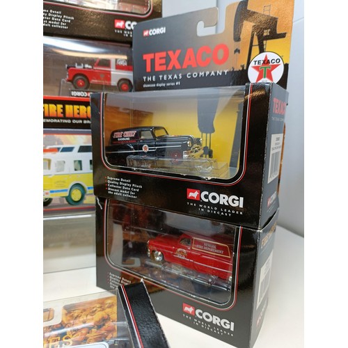 426 - A Corgi Simon Snorkel fire truck, No AN130009, assorted other Corgi cars, US53507, 19201, 52203, 973... 