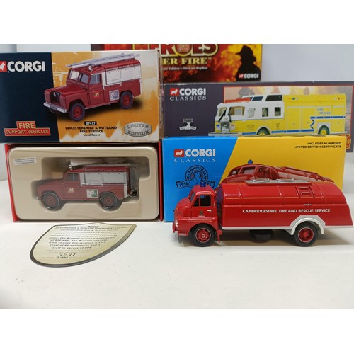 426 - A Corgi Simon Snorkel fire truck, No AN130009, assorted other Corgi cars, US53507, 19201, 52203, 973... 