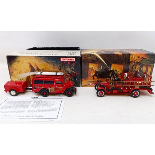 428 - Assorted Matchbox fire engines, other fire engines and trucks, all boxed (2 boxes )