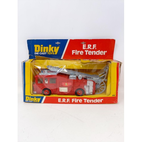 434 - A Dinky ERF Fire tender, No 266, and other toy fire engines and trucks, mostly boxed (box)