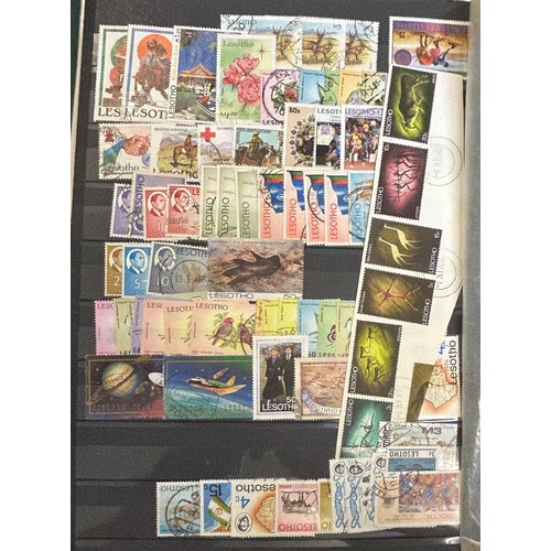 17 - Basutoland and Lesotho - Accumulation of stamps and covers on cards etc in folder and stockbook with... 