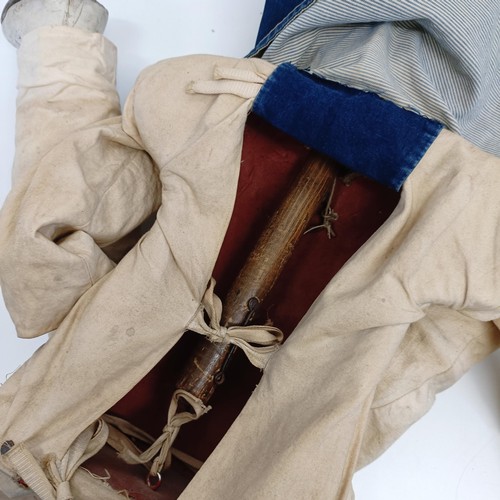 455 - A male sailor ventriloquist dummy, with glass eyes and moving mouth, 86 cm high