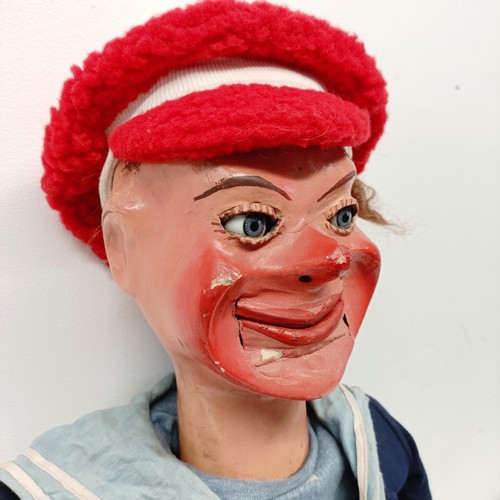 456 - A male ventriloquist dummy, with moving eyes and mouth, and winking right eye, 94 cm high