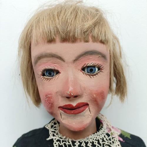 457 - A rare female ventriloquist dummy, possibly attributable to Herbert Brighton, with moving glass eyes... 