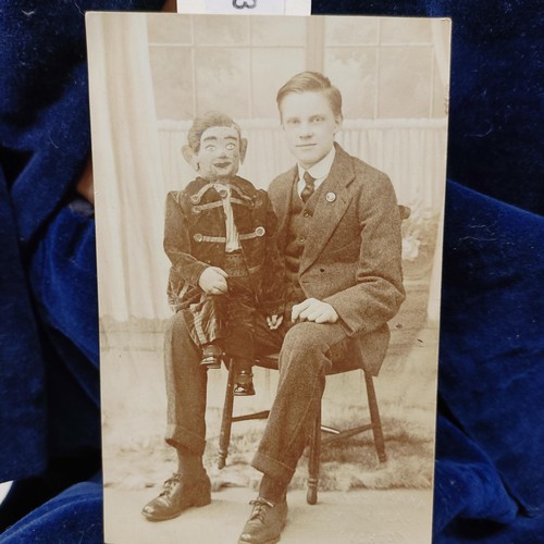 460 - A very heavy and unusual articulated (possibly walking) male ventriloquist dummy, with photo of the ... 