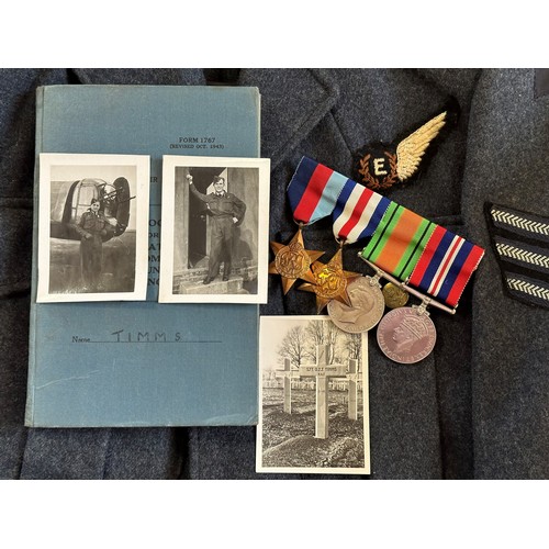 218 - A group of four WWII medals, awarded to 546494 Flight Sergeant Douglas Joseph James Timms RAF, with ... 