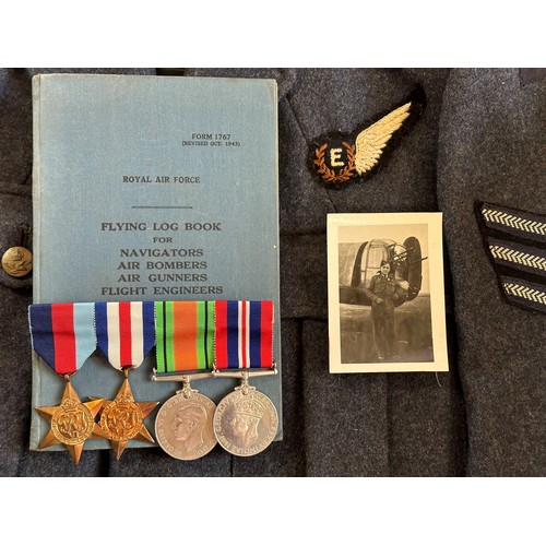 218 - A group of four WWII medals, awarded to 546494 Flight Sergeant Douglas Joseph James Timms RAF, with ... 