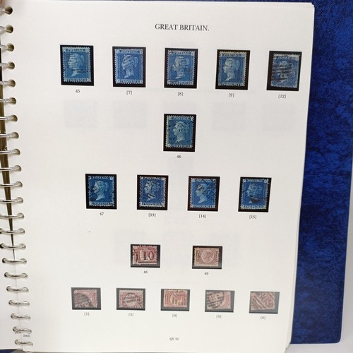 25 - A Windsor stamp album, GB QVR onwards, including three Penny Blacks, twenty three Penny Blues, embos... 