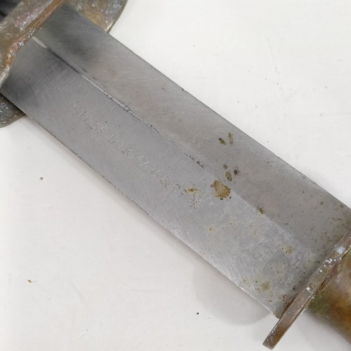 153 - A Siebe Gorman & Co diver's knife, with a scabbard, 35 cm (overall)