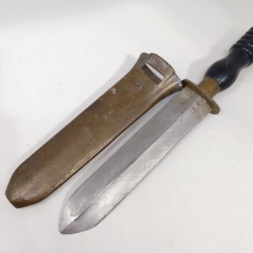 153 - A Siebe Gorman & Co diver's knife, with a scabbard, 35 cm (overall)