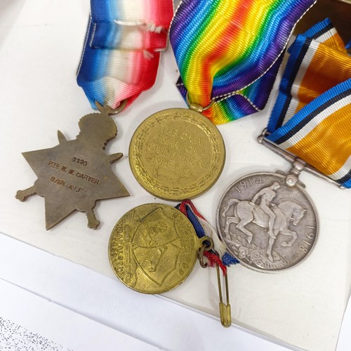 219 - A 1914-15 Star trio, awarded to 1120 Pte W W Carter 6/Bn AIF, a Shire of Traralgon 1880 medallion, a... 