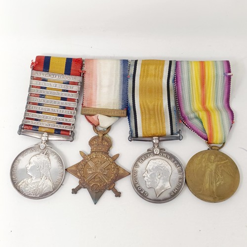 251 - A group of four medals, comprising a Queen's South Africa Medal, with Belmont, Modder River, Relief ... 