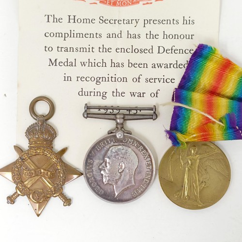 239 - A 1914-15 Star trio, awarded to 6928 Pte F I Kite Lancs Fus, and a WWII medal box, Miss A Kite, Dorc... 