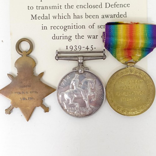 239 - A 1914-15 Star trio, awarded to 6928 Pte F I Kite Lancs Fus, and a WWII medal box, Miss A Kite, Dorc... 