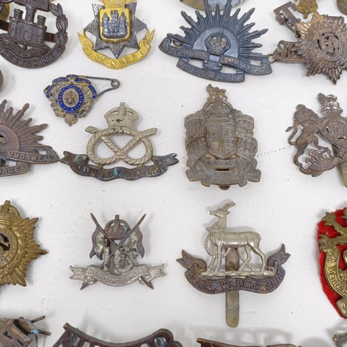 245 - Assorted military badges, shoulder titles and other items