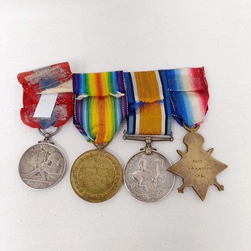 246 - A group of four medals, comprising a 1914-15 Star, and an Imperial Service Medal, awarded to 55771 D... 